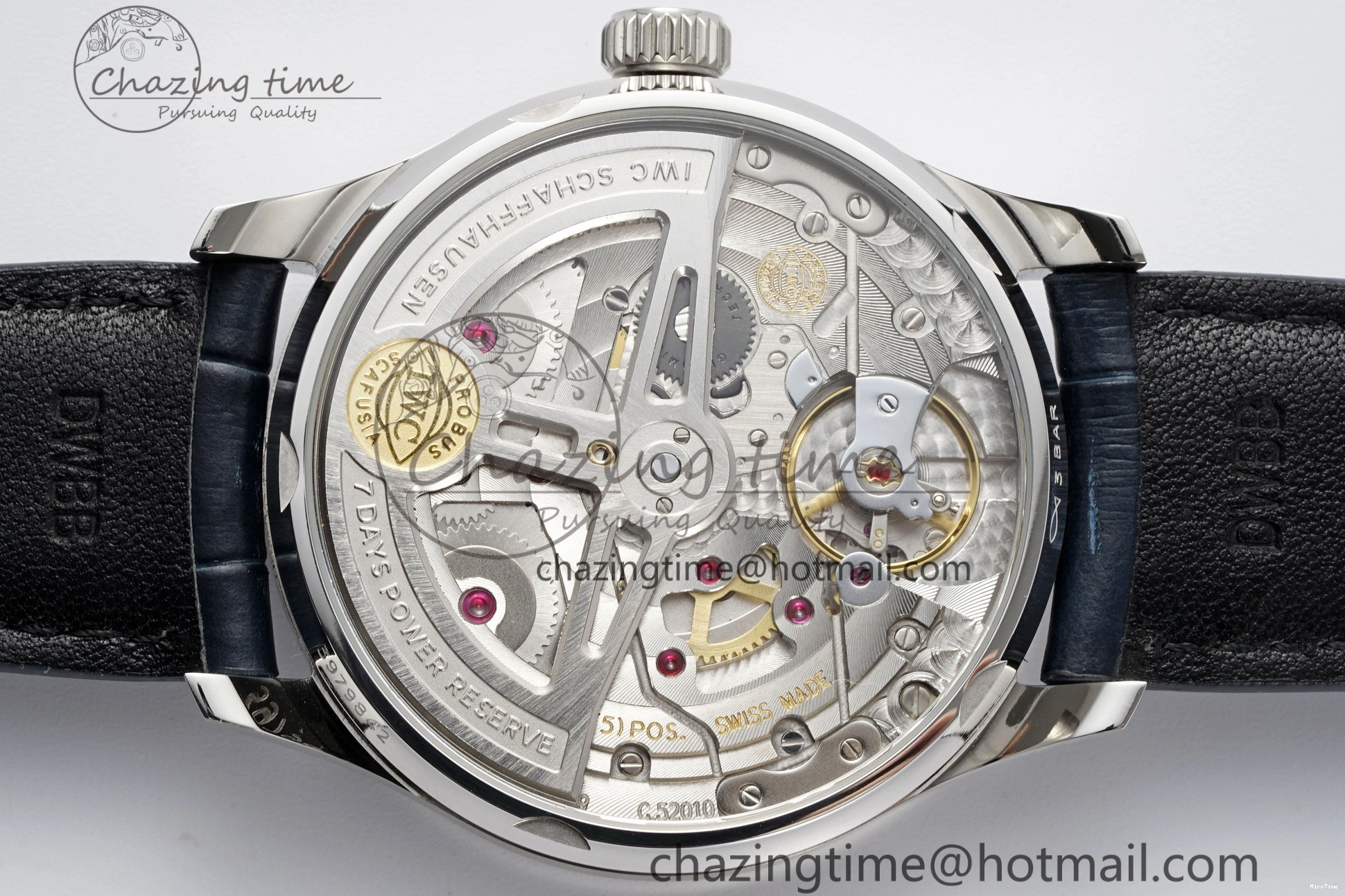 MIROTIME 0316 ZeroBulk Portuguese Real PR IW500715 SS AZF 1:1 Best Edition White Blue Dial on Blue Leather Strap A 7034